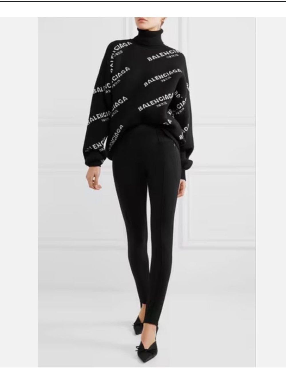 Balenciaga Black Logo Knit Turtleneck Sweater